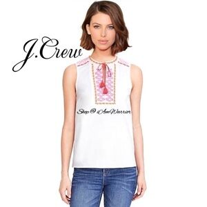 J.Crew embroidered tassel tie sleeveless top *shop@iamwarrior